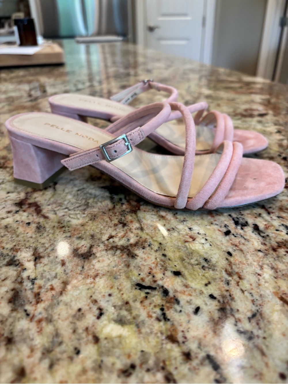 Moda Pink Suede Multi-Strap Heeled Sandals - Picture 2 of 6